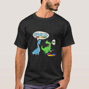 Funny Cute Dino Man eet je de laatste Unicorn. T-shirt