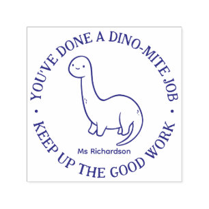 Funny Cute Dinosaur Dynamite Job Teacher Piedere Zelfinktende Stempel