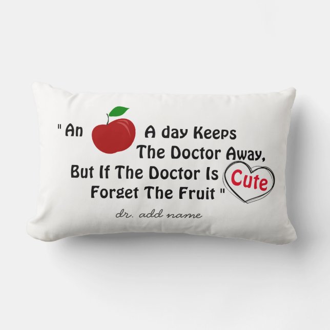 Funny Cute Doctor Red Apple Joke op aangepaste naa Kussen (Voorkant)