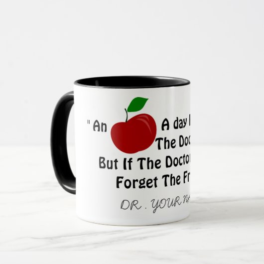 Funny Cute Doctor Red Apple Joke Persoonlijke naam Mok (Voorkant links)