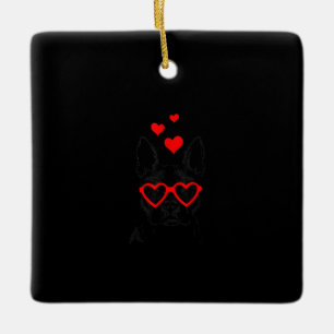 Funny Cute Dog American Boston Terrier Valentijn Keramisch Ornament