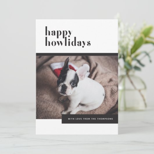 Funny Cute Dog Happy Howlidays Pet Lover Feestdagenkaart (Staand voorkant)
