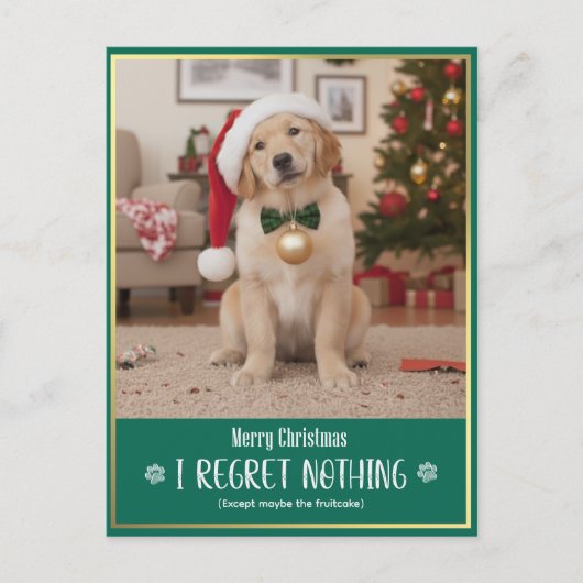 Funny Cute Dog Photo Christmas Holiday Postcard Feestdagenkaart (Voorkant)