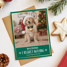 Funny Cute Dog Photo Christmas Holiday Postcard