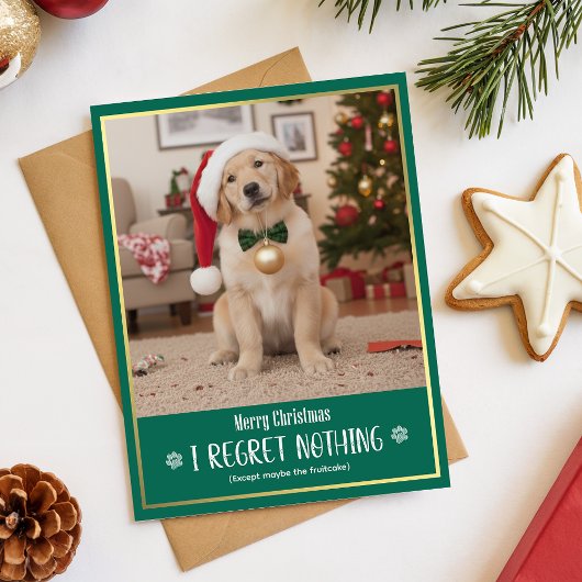 Funny Cute Dog Photo Christmas Holiday Postcard Feestdagenkaart