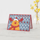 Funny & Cute Dog Reindeer Ears Kerstfeestdag Kaart (Gele Bloem)