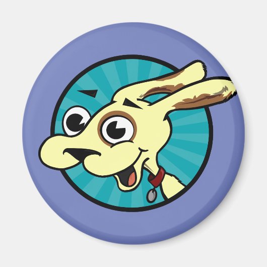 FUNNY CUTE DOG ROUND MAGNET (Voorkant)