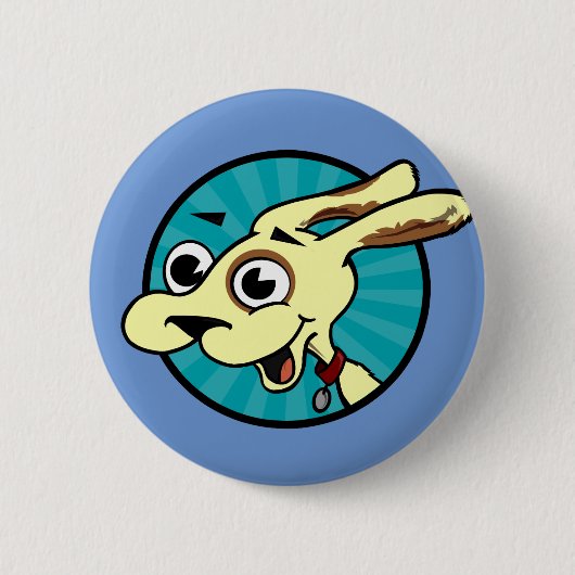 FUNNY CUTE DOG ROUND PIN BACK BUTTON (Voorkant)