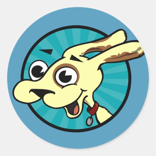 FUNNY CUTE DOG ROUND STICKKERS RONDE STICKER (Voorkant)