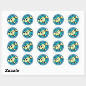 FUNNY CUTE DOG ROUND STICKKERS RONDE STICKER (Vel)