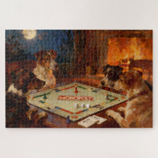 Funny Cute Dogs Playing A Board Game Legpuzzel