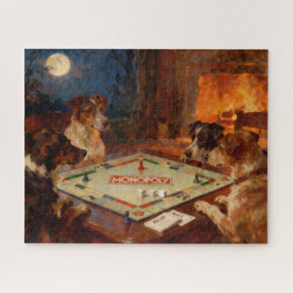 Funny Cute Dogs Playing A Board Game Legpuzzel