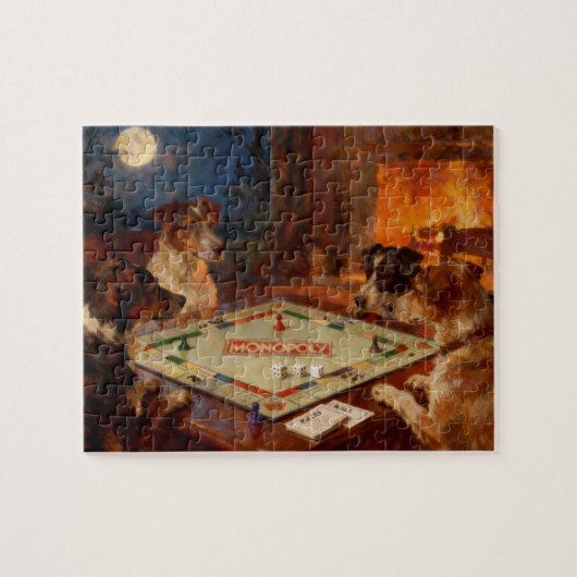 Funny Cute Dogs Playing A Board Game Legpuzzel (Horizontaal)