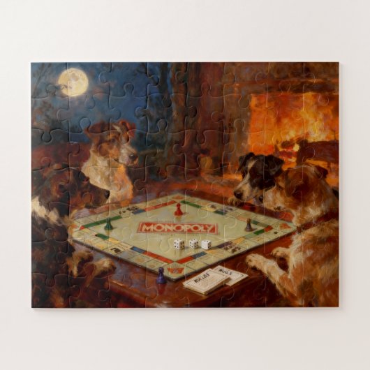 Funny Cute Dogs Playing A Board Game Legpuzzel (Horizontaal)