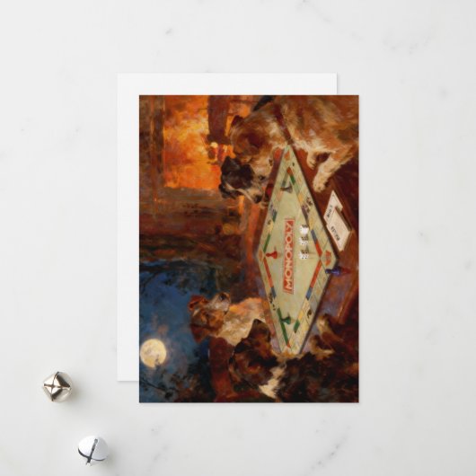 Funny Cute Dogs Playing A Board Game Postcard Feestdagenkaart (Voorkant / Achterkant in situ)