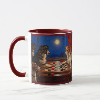 Funny Cute Dogs Playing Checkers Gift Coffee Mok