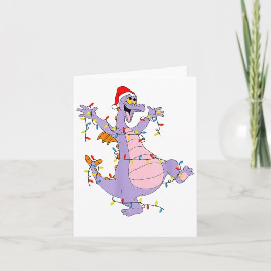 Funny Cute Dragon Figment Lights Christmas Santa M Kaart (Voorkant)