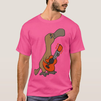 Funny Cute Duckbilling Platypus die gitaar speelt T-shirt