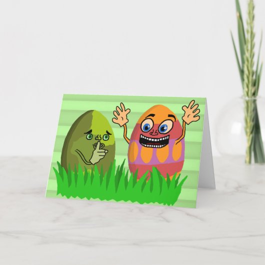 Funny Cute Easter Cartoon Feestdagen Kaart (Voorkant)