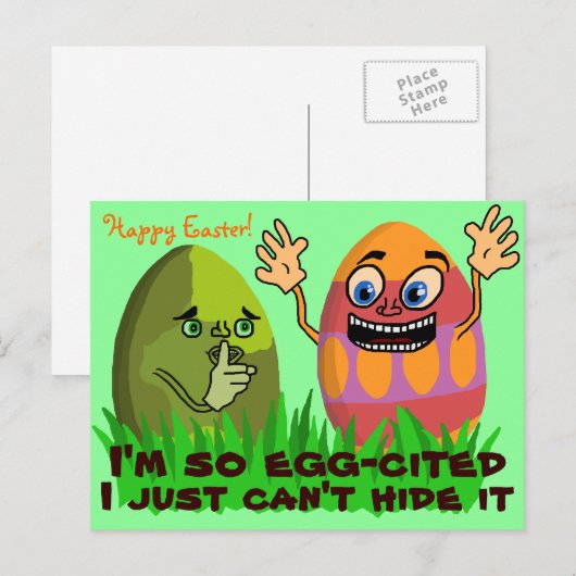 Funny Cute Easter Cartoon Feestdagenkaart (Voorkant / Achterkant)