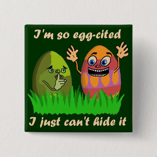 Funny Cute Easter Cartoon Vierkante Button 5,1 Cm (Voorkant)