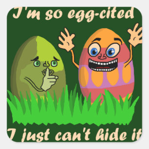 Funny Cute Easter Cartoon Vierkante Sticker