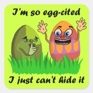 Funny Cute Easter Eggreferred Cute Kinder Cartoon Vierkante Sticker