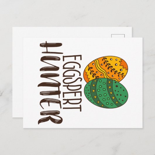 Funny Cute Easter Pun Eggspert Hunter Quote Briefkaart (Voorkant / Achterkant)