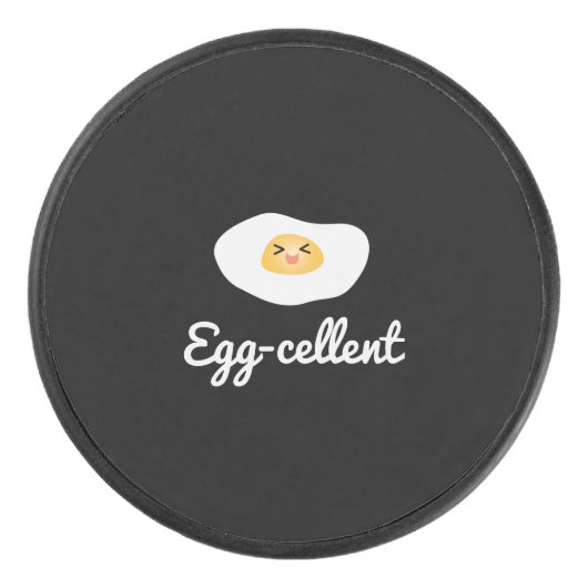 Funny Cute Eggcellent Humoureuze Food Pun Fun Hockey Puck (Voorkant)