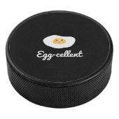 Funny Cute Eggcellent Humoureuze Food Pun Fun Hockey Puck (3/4)
