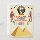 Funny Cute Egyptian Penguin Kids Birthday Party Kaart (Voorkant)