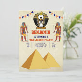 Funny Cute Egyptian Penguin Kids Birthday Party Kaart (Staand voorkant)