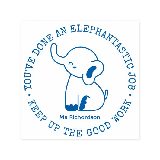 Funny Cute Elephant Fantastic Job Teacher Prise Zelfinktende Stempel (Design)
