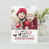 Funny Cute Elf Merry Little Kerstfoto Feestdagenkaart (Staand voorkant)