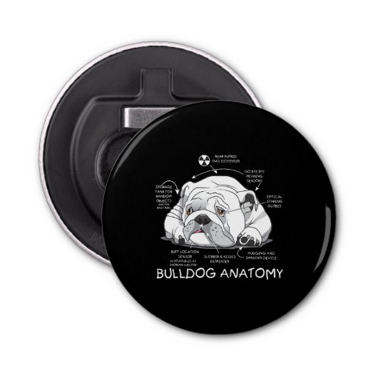 Funny Cute English Bulldog Anatomy Dog Biology Button Flesopener (Voorkant)