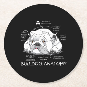Funny Cute English Bulldog Anatomy Dog Biology Ronde Kartonnen Onderzetter