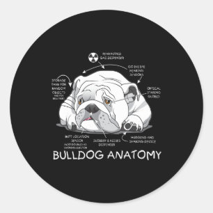 Funny Cute English Bulldog Anatomy Dog Biology Ronde Sticker