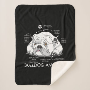Funny Cute English Bulldog Anatomy Dog Biology Sherpa Deken
