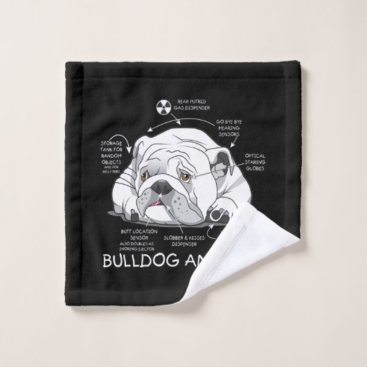 Funny Cute English Bulldog Anatomy Dog Biology Washandje (Wasdoekje)