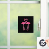 Funny Cute Flamingo Couple Love Heart Animal Raamsticker (Huis)