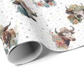 Funny Cute Floral Koeien die het Boerderij van het Cadeaupapier (Rol Hoek)