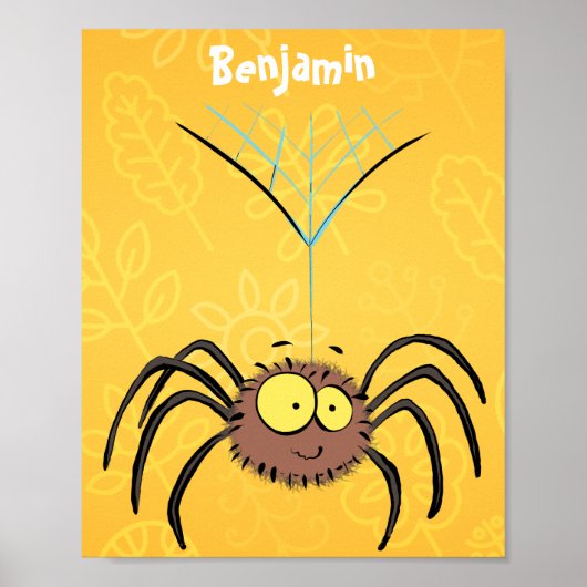 Funny cute fluffy spider cartoon poster (Voorkant)