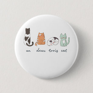 Funny Cute French Cat Ronde Button 5,7 Cm