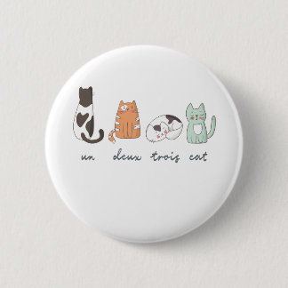 Funny Cute French Cat Ronde Button 5,7 Cm