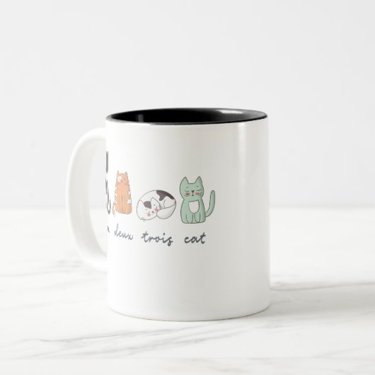 Funny Cute French Cat Tweekleurige Koffiemok (Voorkant links)