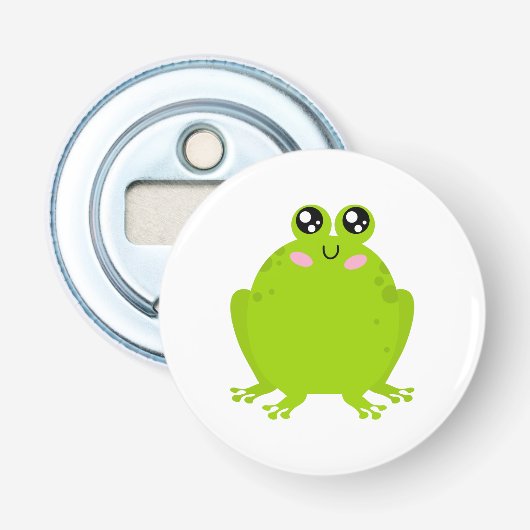 Funny Cute Frog Button Flesopener (Voorkant)