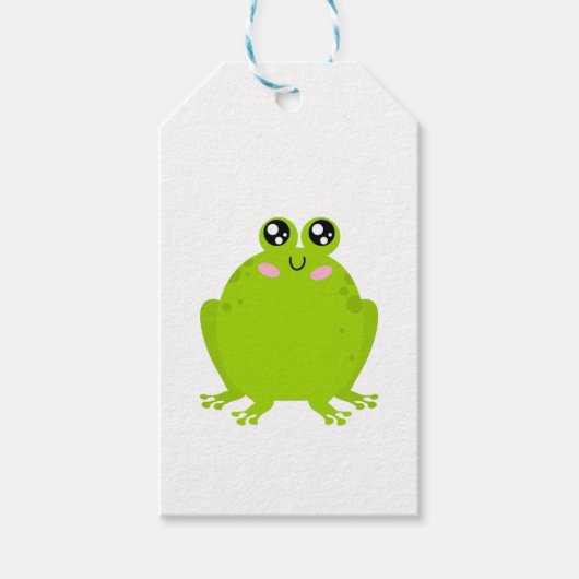 Funny Cute Frog Cadeaulabel (Voorkant)