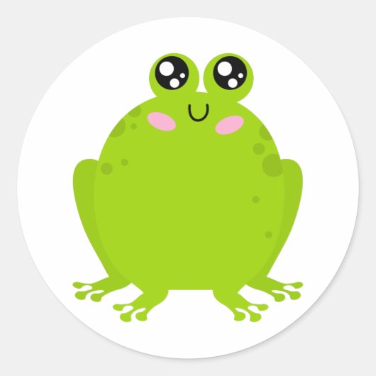 Funny Cute Frog Ronde Sticker (Voorkant)