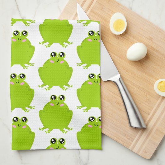 Funny Cute Frog Theedoek (Quarter Fold)
