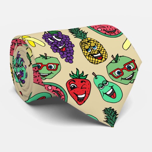Funny Cute Fruit Illustrator Pattern Stropdas (Opgerold)